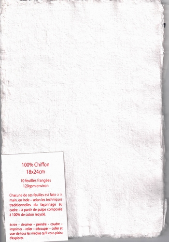 Lappenpapier Packung von 10 Bogen - 18x24 cm - weiß