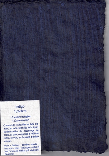 Lappenpapier Packung von 10 Bogen - 18x24 cm - Indigo