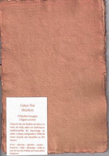 Rag paper pack of 10 sheets - 18x24 cm - Tea