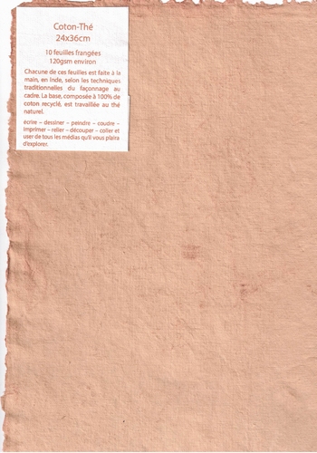 Rag paper pack of 10 sheets - 24x36 cm - Tea