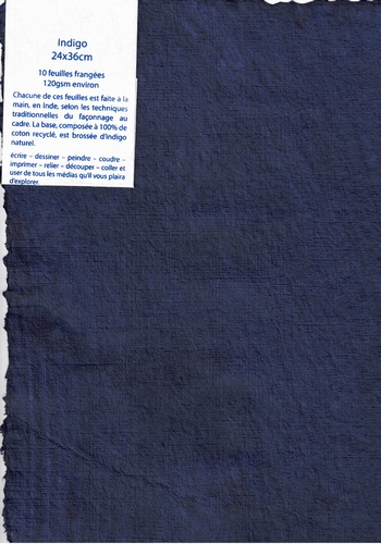 Lappenpapier Packung von 10 Bogen - 24x36 cm - Indigo