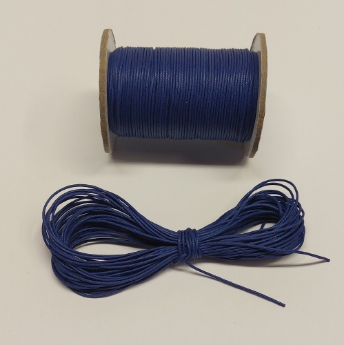 Gevlochten en gewaxt koord 1 mm - blue