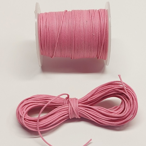 Gevlochten en gewaxt koord 1 mm - pink
